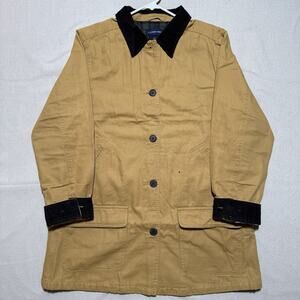 Vintage Lands End Canvas Barn Chore Coat Lined Corduroy Yellow Womens L 14-16